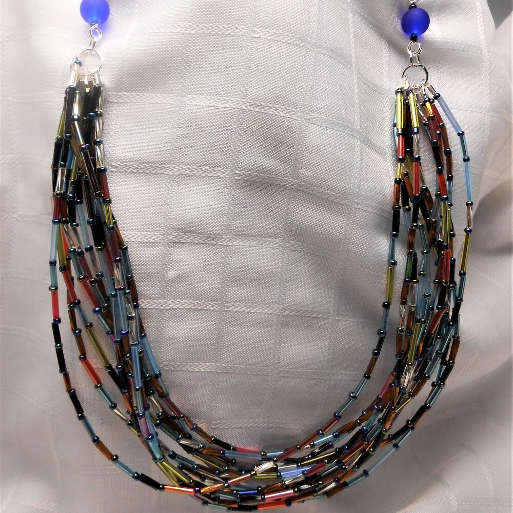 No1004 Pretty handmade colored 9 rows necklace made with acrylic tubes